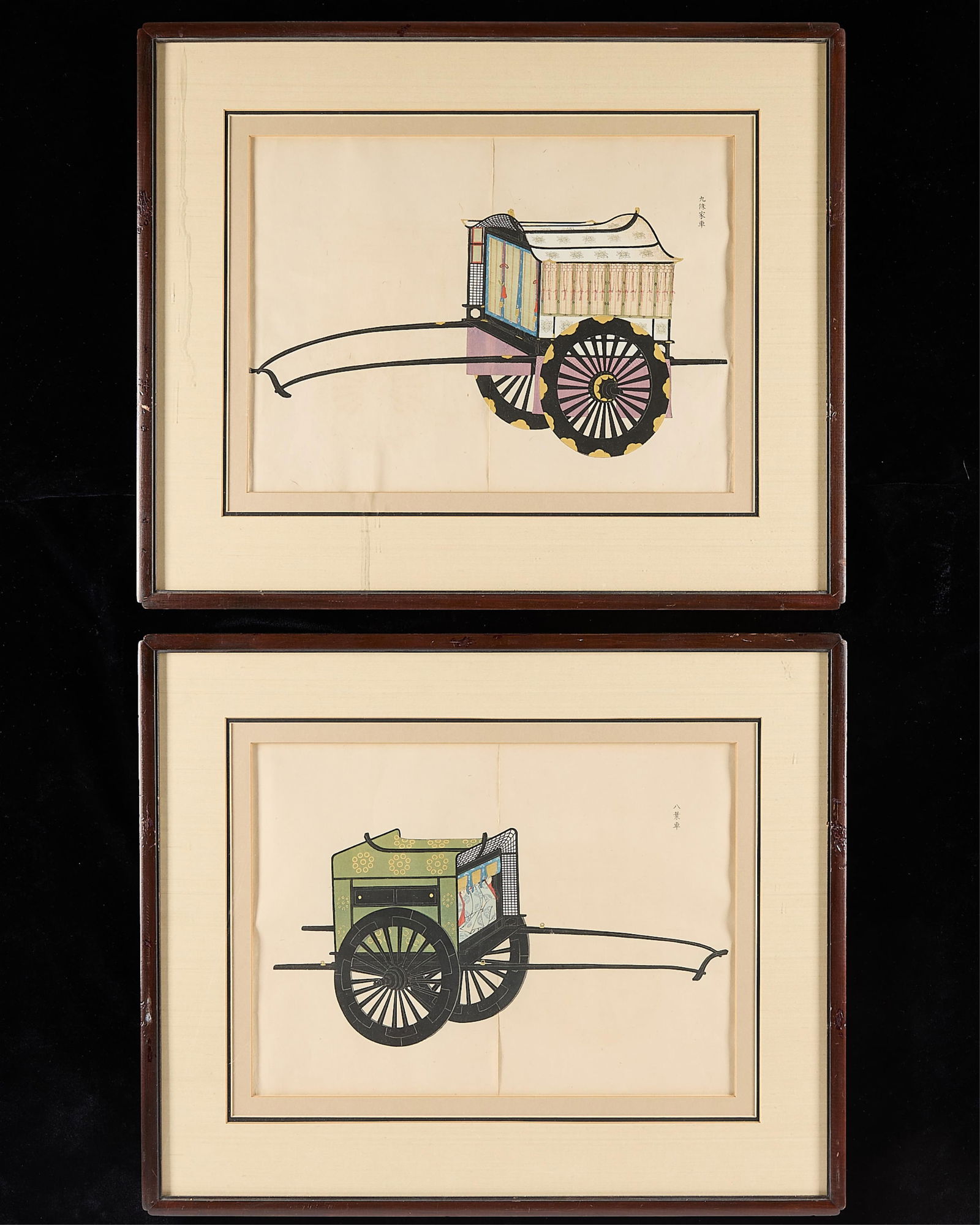 2 Japanese Woodblock Carriage Prints (1 of 8)