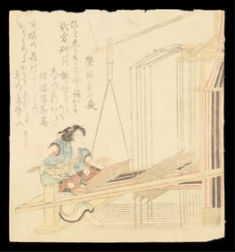 Yanagawa Shigenobu I Loom Weaver Woodblock