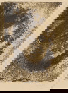 Anders Zorn "Aurore" Etching 1909: Anders Zorn (Swedish, 1860-1920). Etching on paper titled "Aurore," 1909. Pencil signed along the lower right; signed and dated in plate along the lower left. With two labels: one from Vern Carver