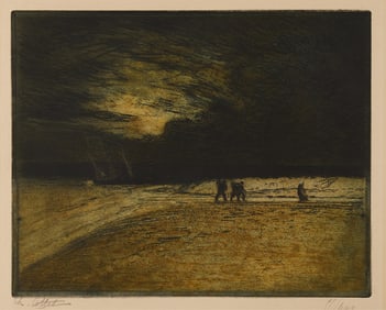 Charles Cottet "Les Pecheurs Fuyant L'Orage" Print