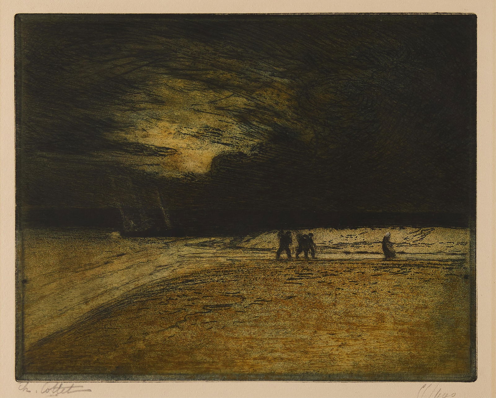 Charles Cottet "Les Pecheurs Fuyant L'Orage" Print (1 of 7)