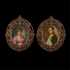 Pair Portrait Miniatures - Napoleon & Josephine
