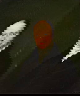 Mid-19th c. Portrait Oil Painting: Oil on canvas portrait painting depicting a well-dressed gentleman. His clothing would suggest mid-19th century. Unframed; height: 30 in x width: 25 in. Framed; height: 32 in x width: 27 in x depth: