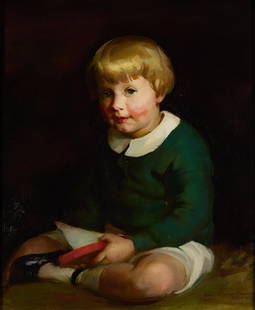Frances Cranmer Greenman "Jack" Portrait Painting: Frances Cranmer Greenman (American, 1890-1981). Oil on canvas portrait painting of a young child identified as Jack. Signed and dated 1921 along the lower right. Labeled "Jack" along the verso.