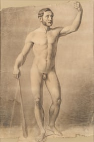 Charcoal Drawing of Nude Man