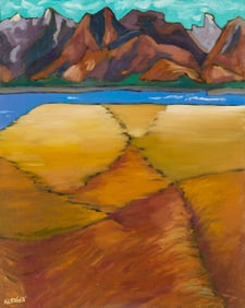 Kari Lennartson "Fjord Valley" Oil Painting 2000
