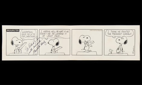 Charles Schulz Original Peanuts Snoopy Drawing