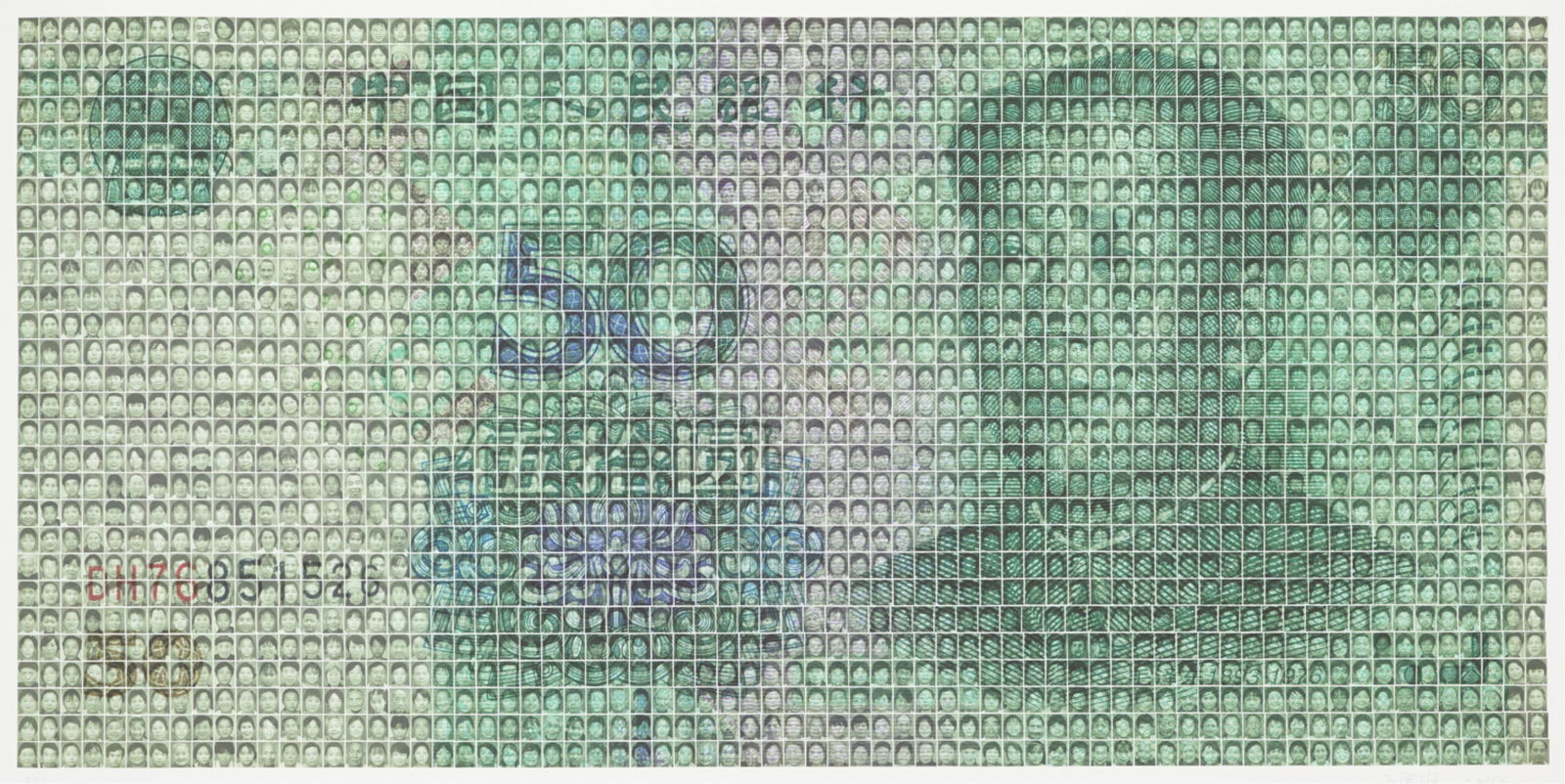 Bai Yiluo "50 Yuan" Digital Print 2008: Bai Yiluo (Chinese, b. 1968). Digital pigment print on white wove paper titled "50 Yuan" depicting photograph portraits tinted to portray a 50 Yuan note, 2008. Pencil signed and dated along the lower
