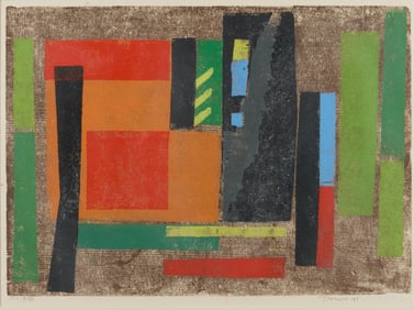 Werner Drewes "Warm Emphasis" Woodcut