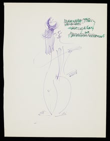 Irene Pereira Purple Figural Drawing