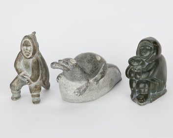 3 Inuit Carved Figurines