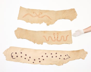 3 Pueblo Snake Clan Decorated Hide Strips