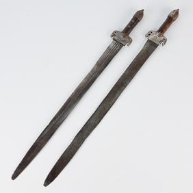 Pair 18th c. Middle Eastern Omani Kattara Swords