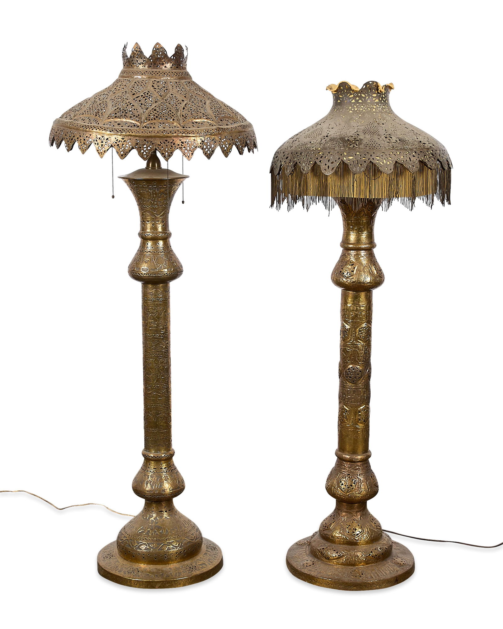 2 Antique Middle Eastern Pierced Brass Floor Lamps (1 of 6)