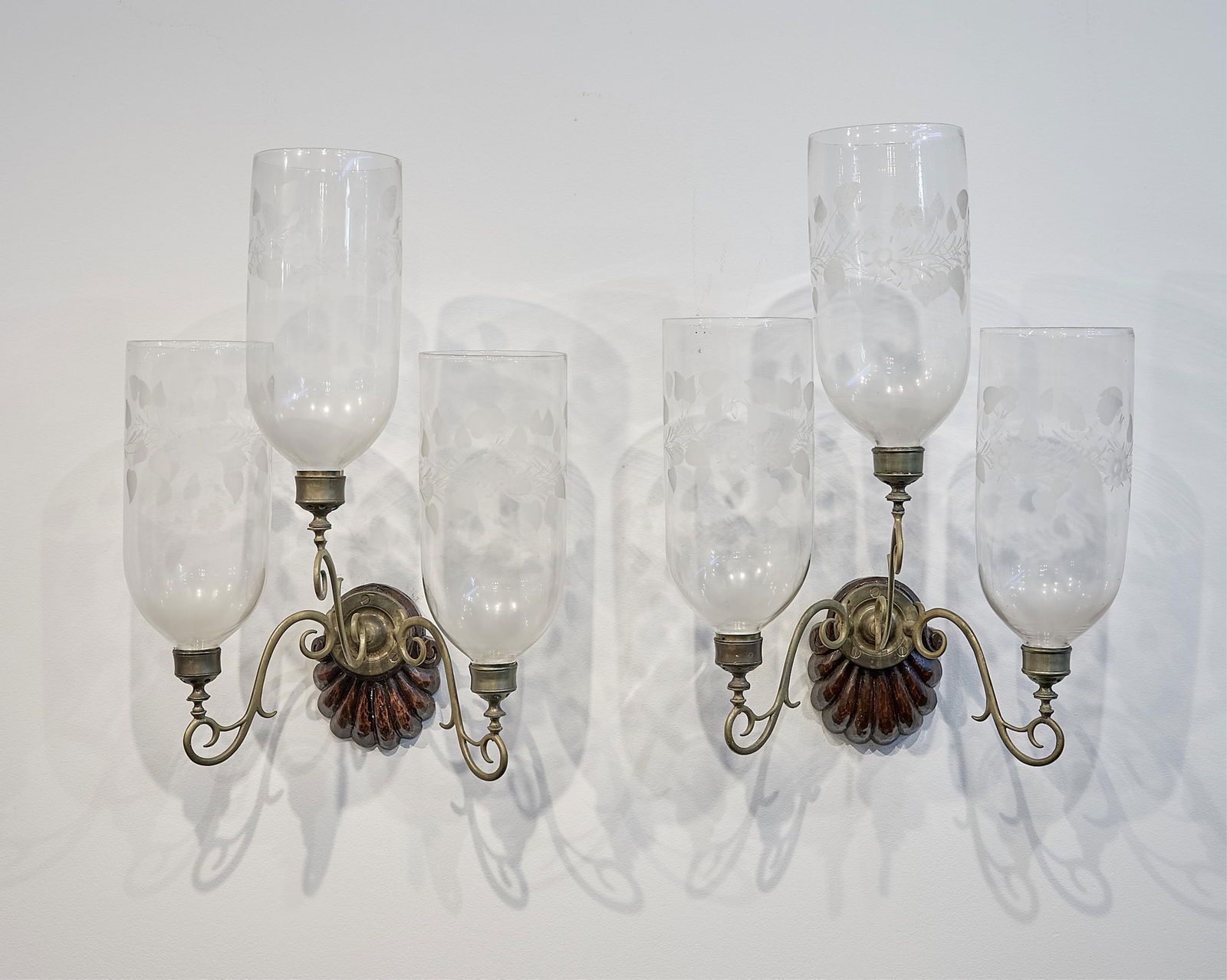 Pr Anglo Indian Style Wood & Brass Wall Sconces (1 of 7)