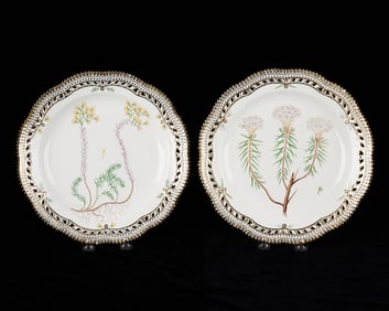 2 Royal Copenhagen Flora Danica Dinner Plates