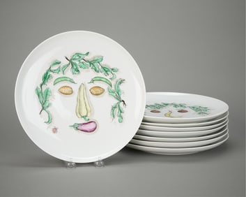 Set 8 Fornasetti "Arcimboldesca" Porcelain Plates
