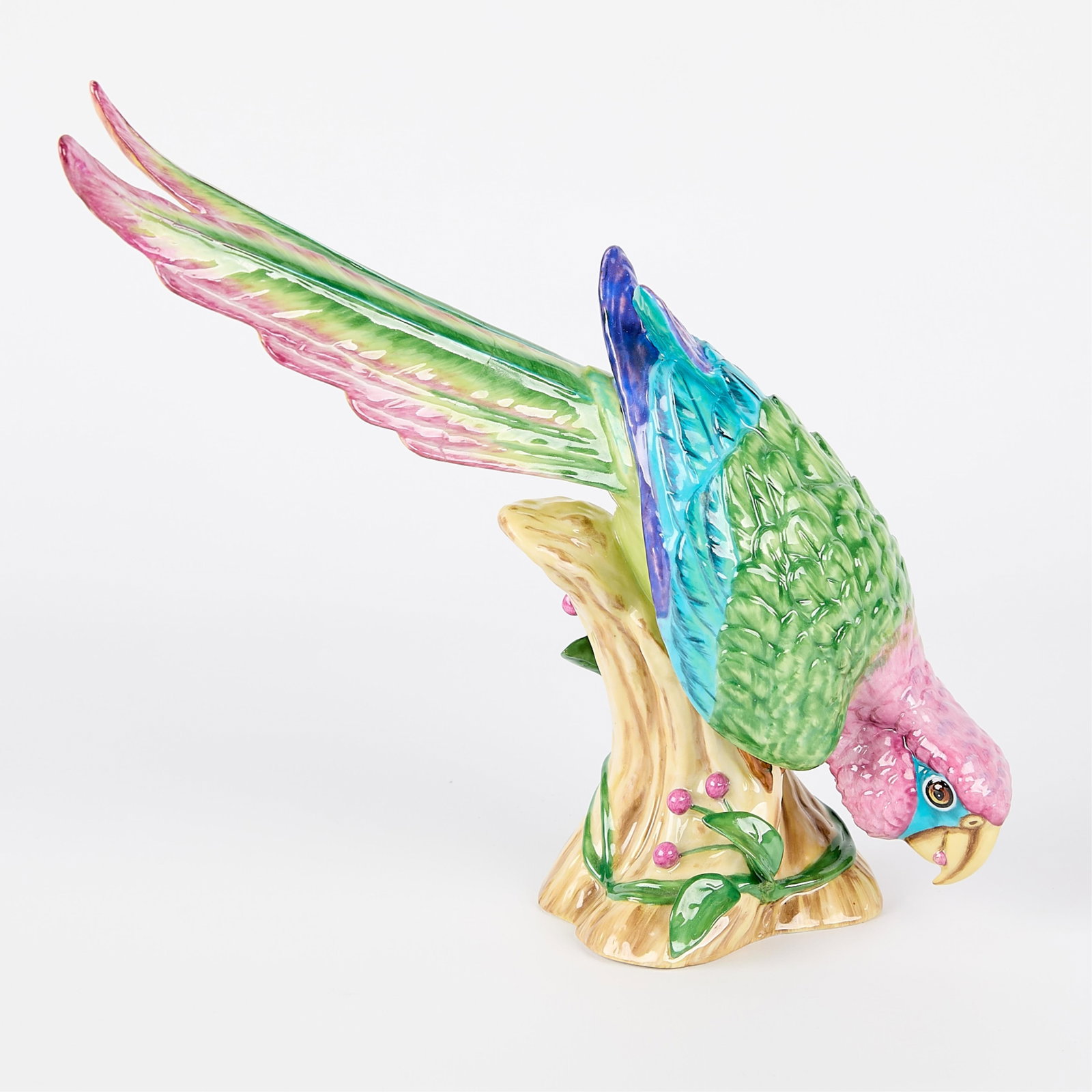 Lynn Chase Porcelain "Macaw" Figurine 1989: Lynn Chase (American, 20th century) for Lynn Chase Designs, United States. Porcelain limited edition "Macaw" figurine depicting the titular bird executed in vibrant colors, 1989. With maker's mark and