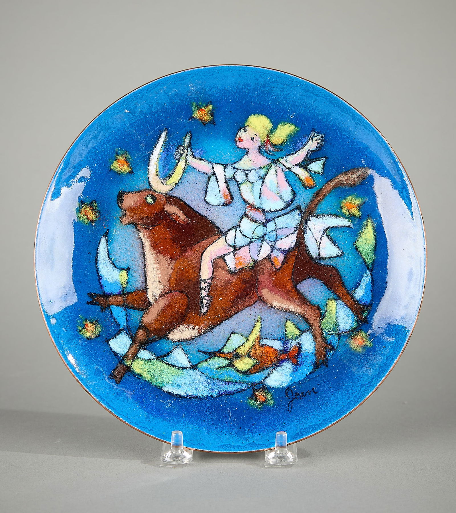 Jean Goodwin Ames "Europa" Enamel Decorative Plate (1 of 3)