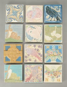12 Early 20th c. Rookwood Art Pottery Trivet Tiles