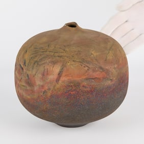 Wesley Anderegg Studio Ceramic Round Raku Pot