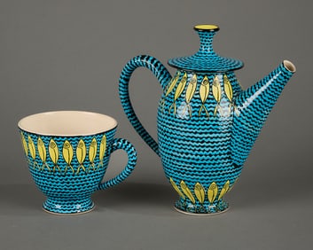 Elisabeth Maurland Studio Ceramic Teacup & Teapot