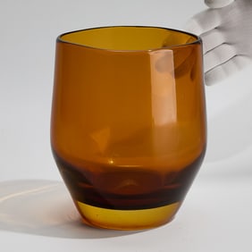 Flavio Poli Hand-Blown Murano Art Glass Amber Vase