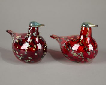Pr Oiva Toikka for Iittala Ruby Art Glass Birds