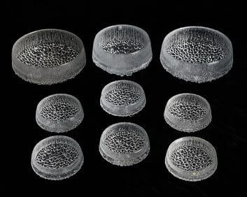 Set 9 Iittala Ultima Thule Glass Crystal Bowls