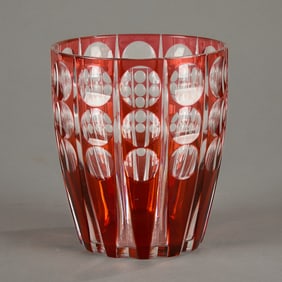 Val St. Lambert Style Art Deco Cut Glass Vase