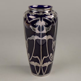Lenox Cobalt Porcelain & Silver Overlay Vase