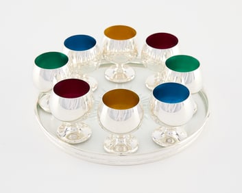 9 pcs Gorham Sterling "Jet Set" Drinkware 5.06 ozt