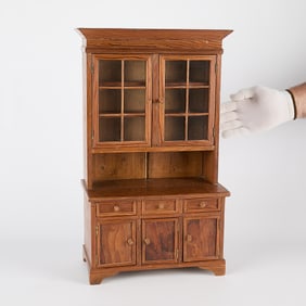 Antique Miniature Wooden China Cabinet
