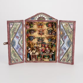 Nicario Jimenez "Mask Maker" Folk Art Retablo