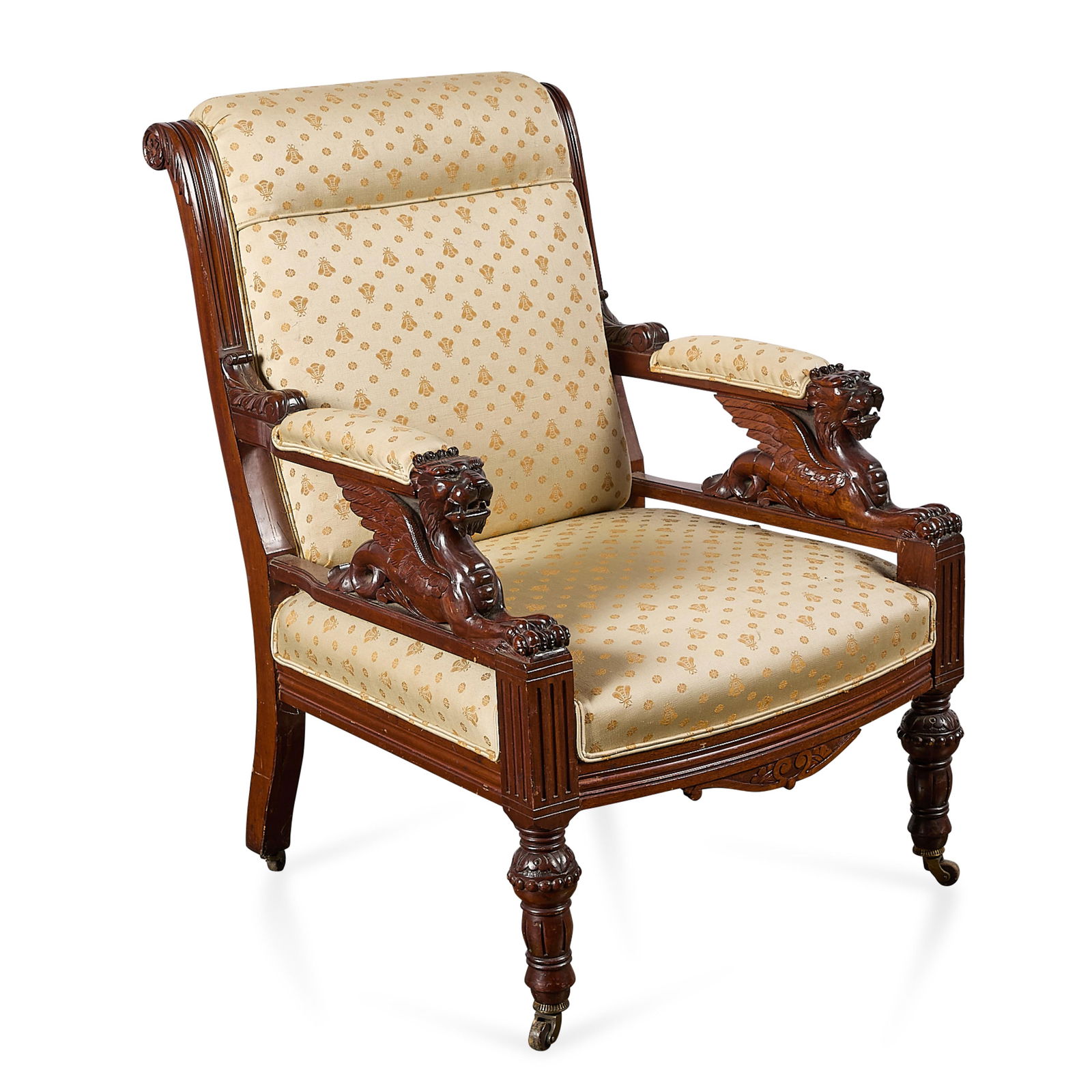 Victorian Style Carved Wooden Armchair (1 of 4)