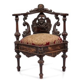 Antique Carved Wooden Corner Chair