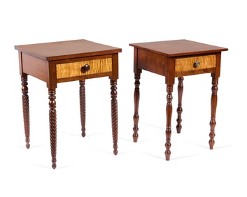 2 19th c. Sheraton Style Wood Side Tables