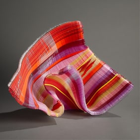 Carole Perry Pink Tapestry Glass Sculpture
