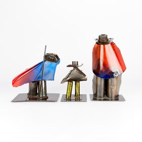 Group of 3 Victor Yepez Painted Steel Sculptures