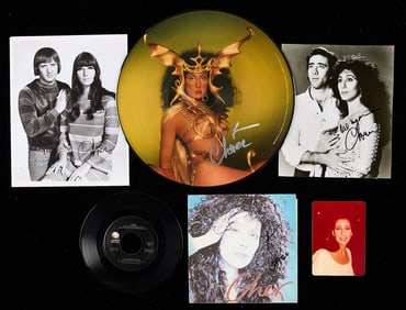 6 Cher Autographs Incl. Vinyl
