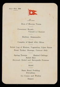 White Star Line Menu July 4, 1916