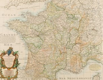 18th c. Hand Colored French Map of France