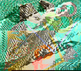 Frank Stella "Shards V" Print 1982: Frank Stella (American, 1936-2024). Lithograph and screenprint in colors on Arches Cover paper titled "Shards V," from the "Shards" series, 1982. Published by Petersburg Press, New York. Pencil signed