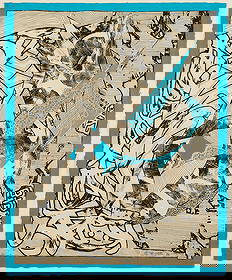 Frank Stella "Swan Engraving Blue" Print: Frank Stella (American, 1936-2024). Color etching with relief and graphite on paper titled "Swan Engraving Blue," from the "Swan Engraving" series, 1983. Pencil signed, numbered 29/30, and dated along