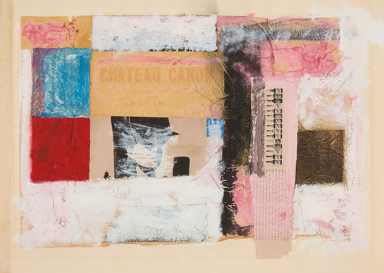 Grace Hartigan Mixed Media Collage ca. 1950s-1960s: Grace Hartigan (American, 1922-2008). Mixed media on paper collage, ca. 1950s-1960s. Label from Berry Campbell Gallery, NY along the verso.Exhibition: Gazelli Art House, "Montage," London, UK, May 17