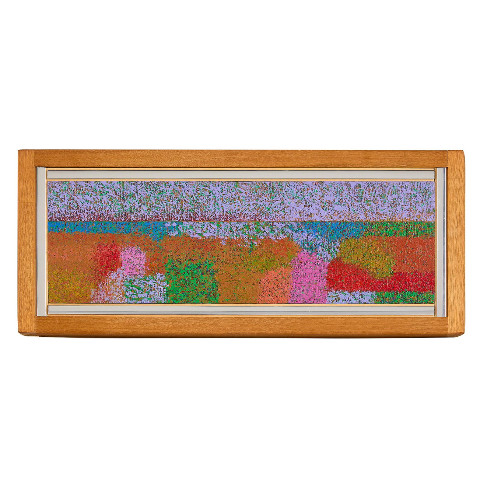 George Morrison "Spring Interval" Horizon Painting: George Morrison (Grand Portage Anishinaabe, 1919-2000). Acrylic on canvas-laid board painting titled "Spring Interval (Red Rock Variation: Lake Superior Landscape)," part of the horizon series, 1994.