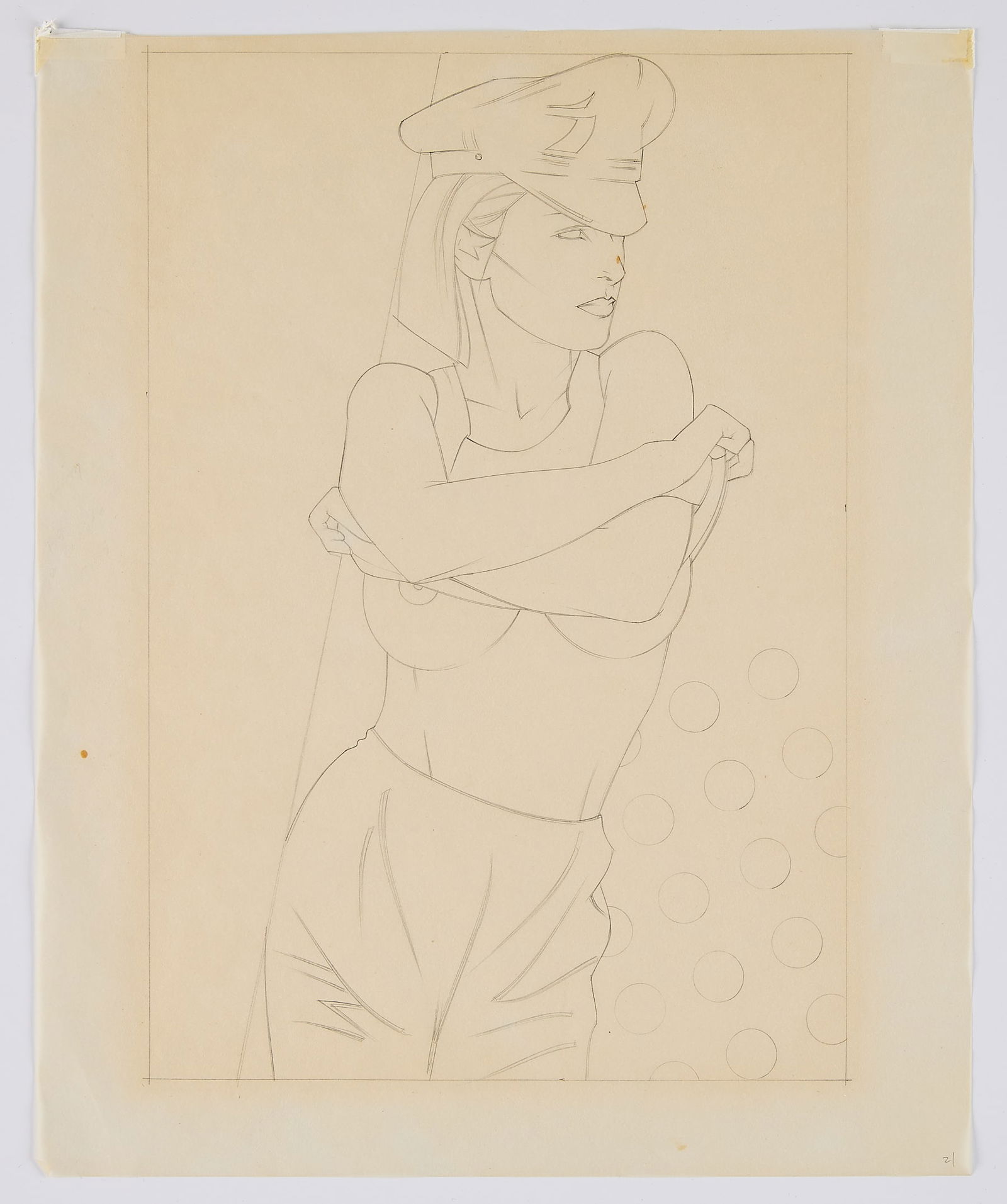 Patrick Nagel Undressing Woman Drawing - 3