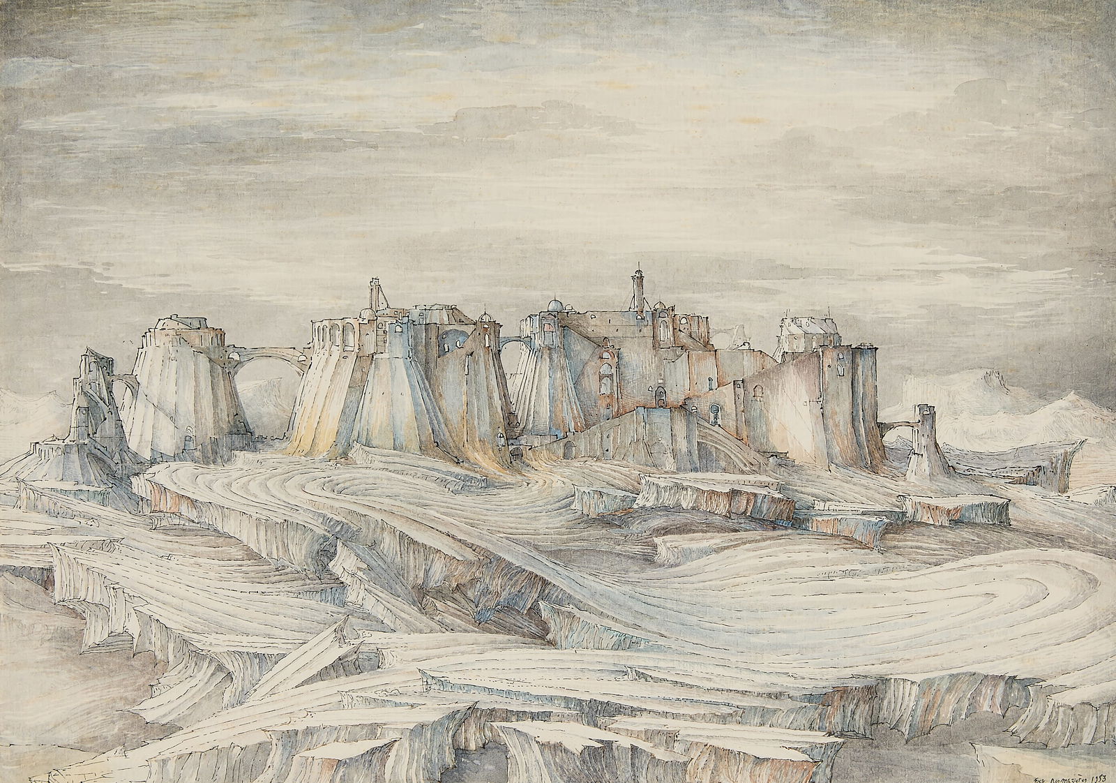 Erik Desmazieres Landscape Drawing 1993 (1 of 5)