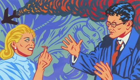 Kevin T. Kelly "Shot Down in Flames" Painting 2001