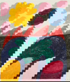 Carol Summers "Burning Mountain" Woodcut 1980